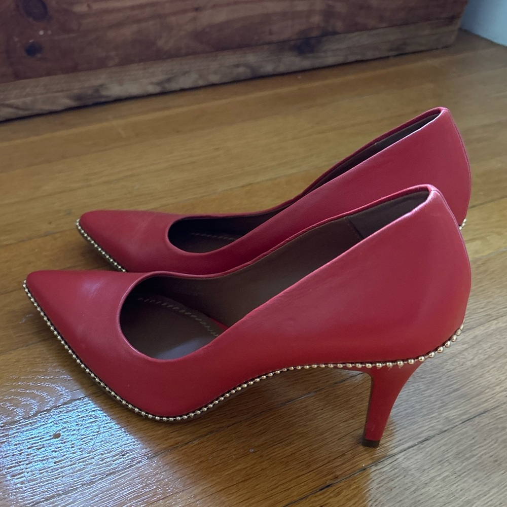 For Sale: Coach Orange Leather Heels - Size 8.5 - $75